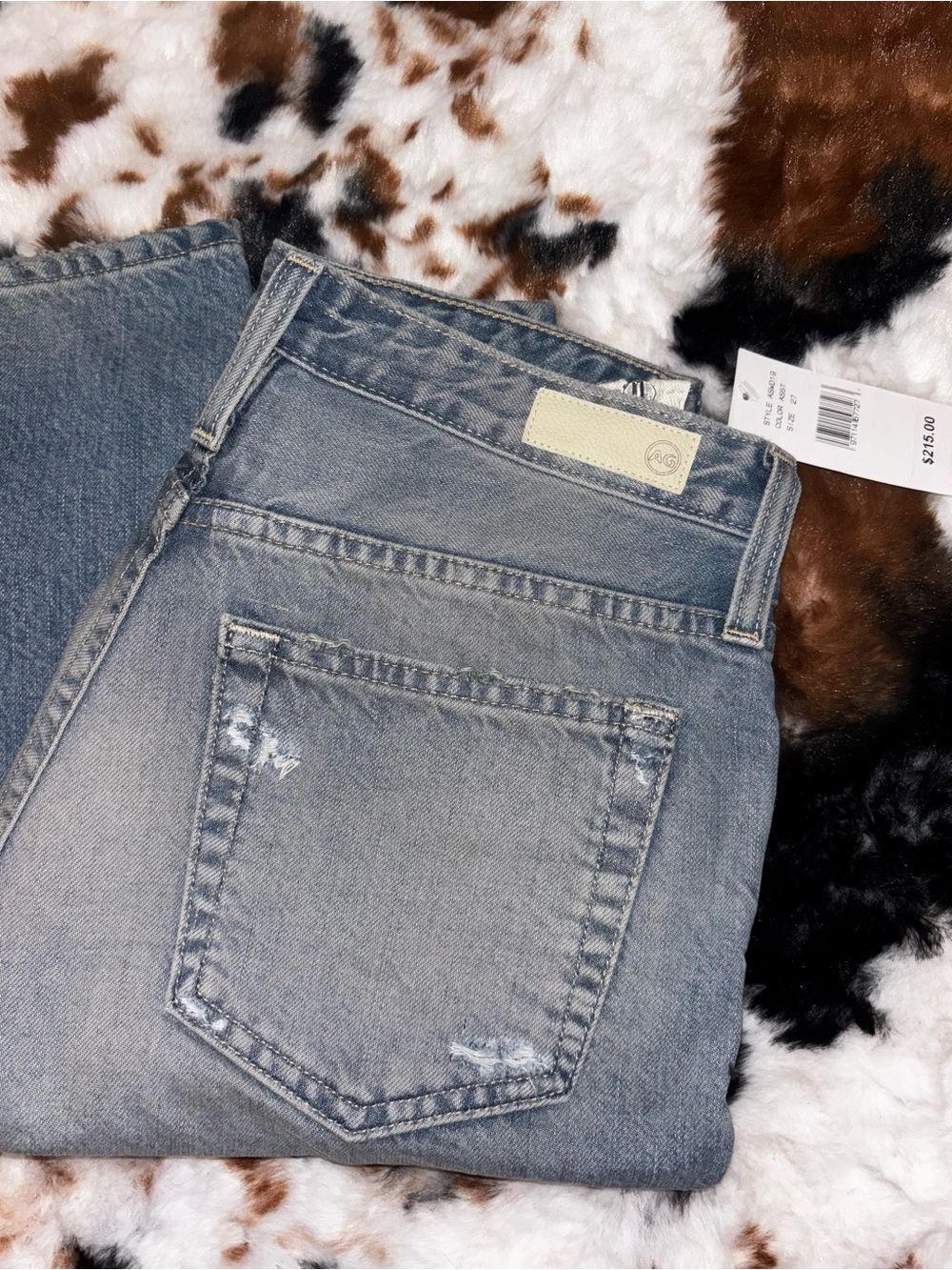 NWT AG Isabelle Exposed Zip High Rise Crop Straight Jeans